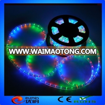 Waterprrof Round 2 wires 10mm DC24V AC110V220V 36L 2W led rainbow rope light 60 ft for holidays